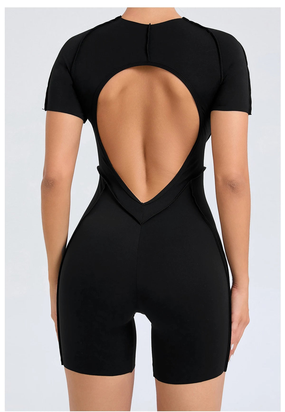 Women’s Backless Fitness Jumpsuit – Scrunch Booty Workout Romper