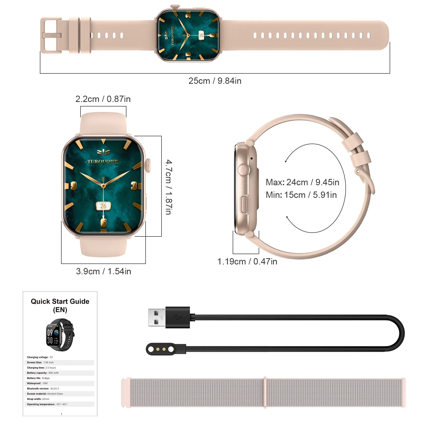Blackview R60 Smartwatch – 1.96" AMOLED HD, Bluetooth Cal