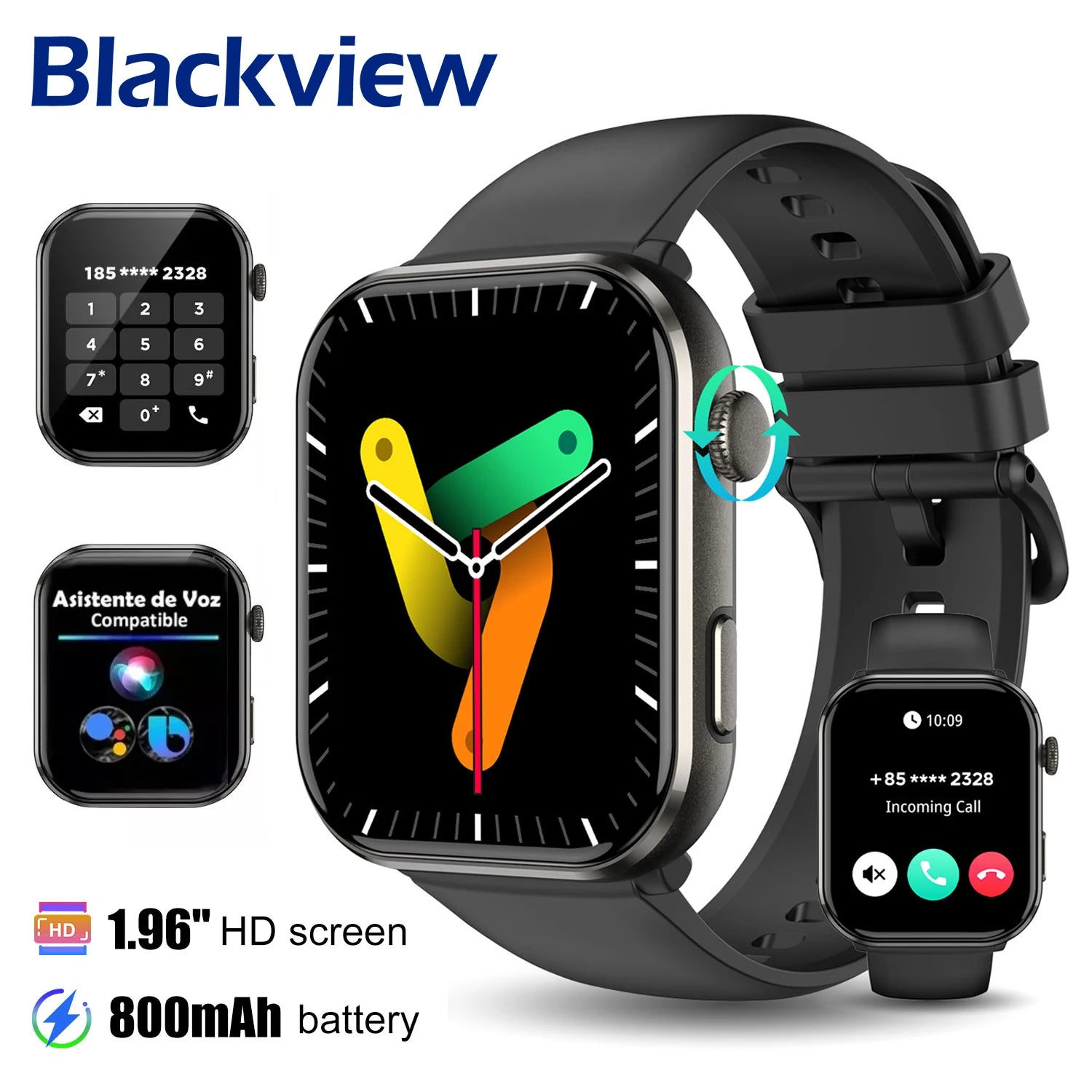 Blackview R60 Smartwatch – 1.96" AMOLED HD, Bluetooth Cal