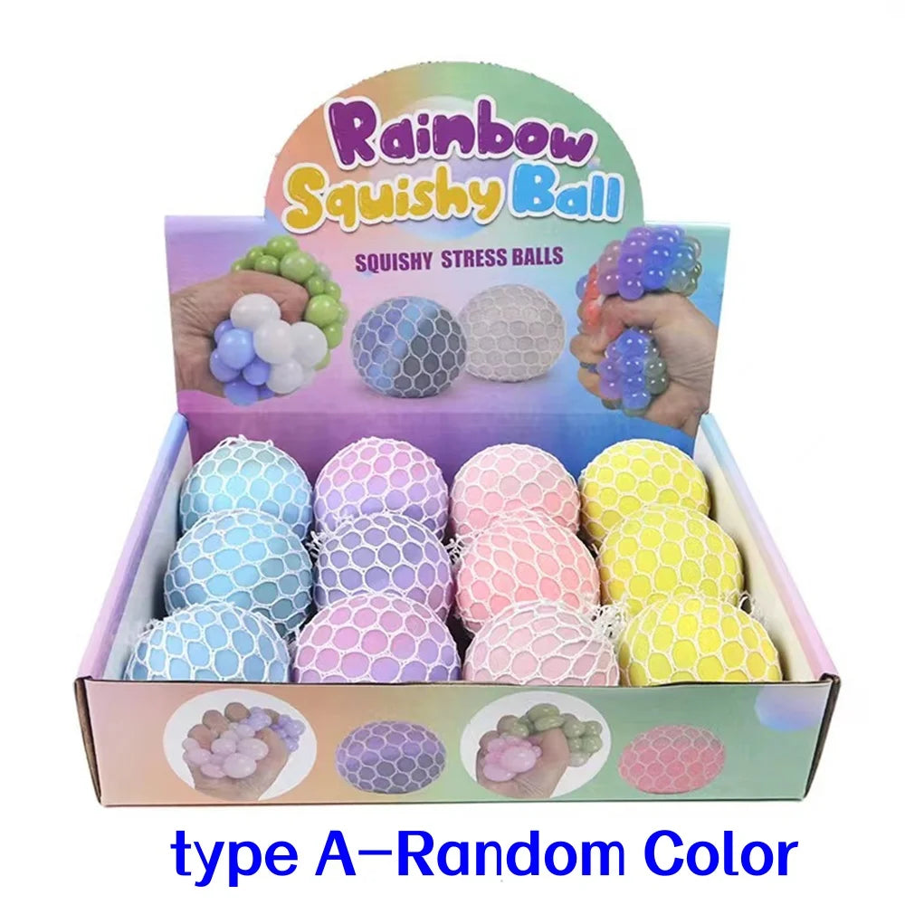 Colorful Mesh Grape Squeeze Stress Balls