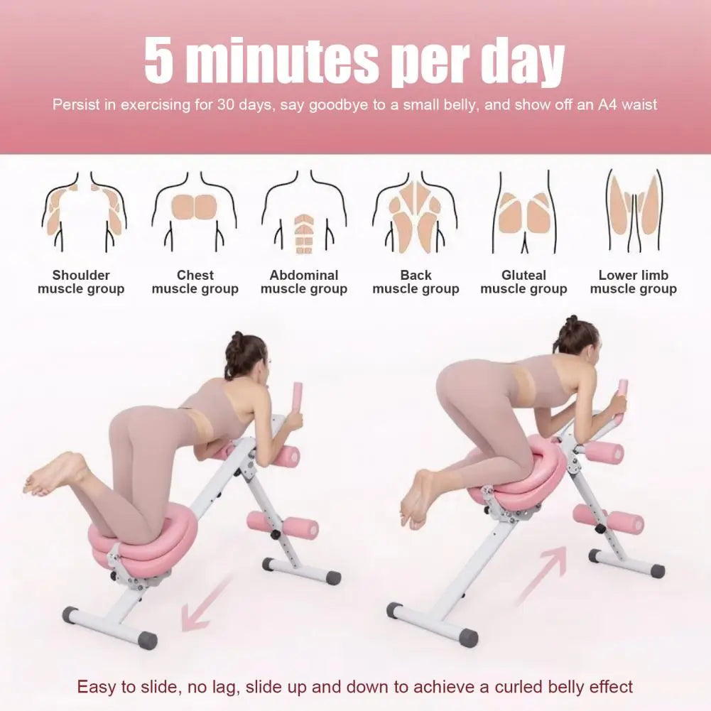 Foldable Adjustable Ab Machine – Home Core Trainer with Knee Protection