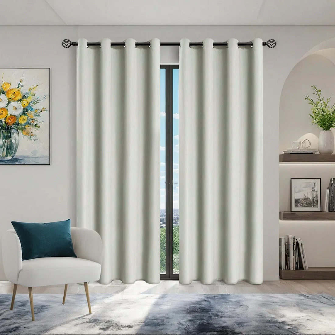 1pc Solid Blackout Curtain with Grommets
