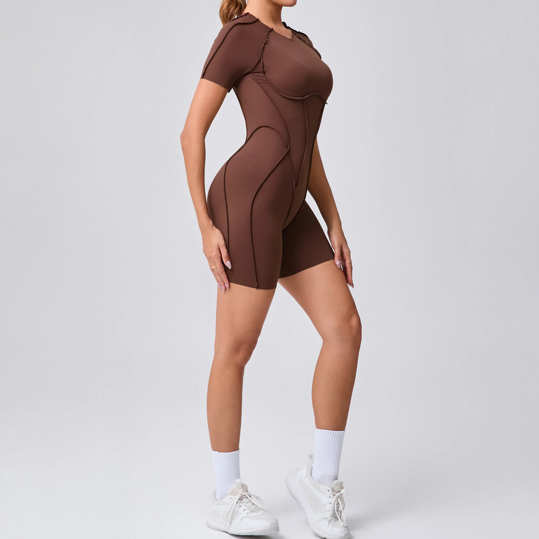 Women's Backless Scrunch Yoga Jumpsuit – Short Fitness Romper Sportswear