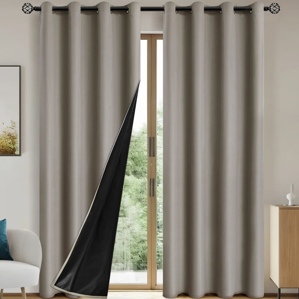 1pc Solid Blackout Curtain with Grommets