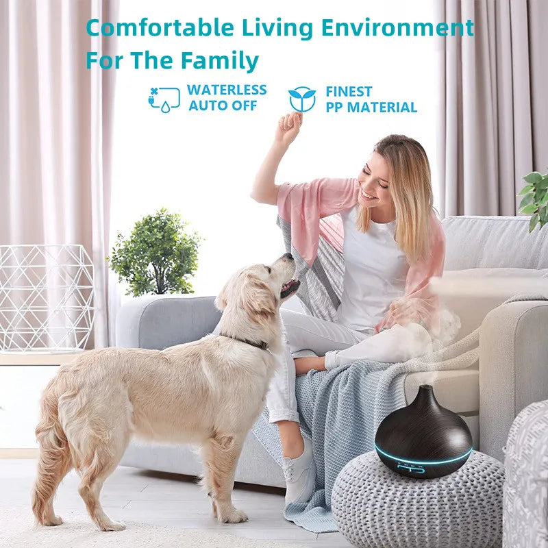 550ml Wood Grain USB Essential Oil Diffuser